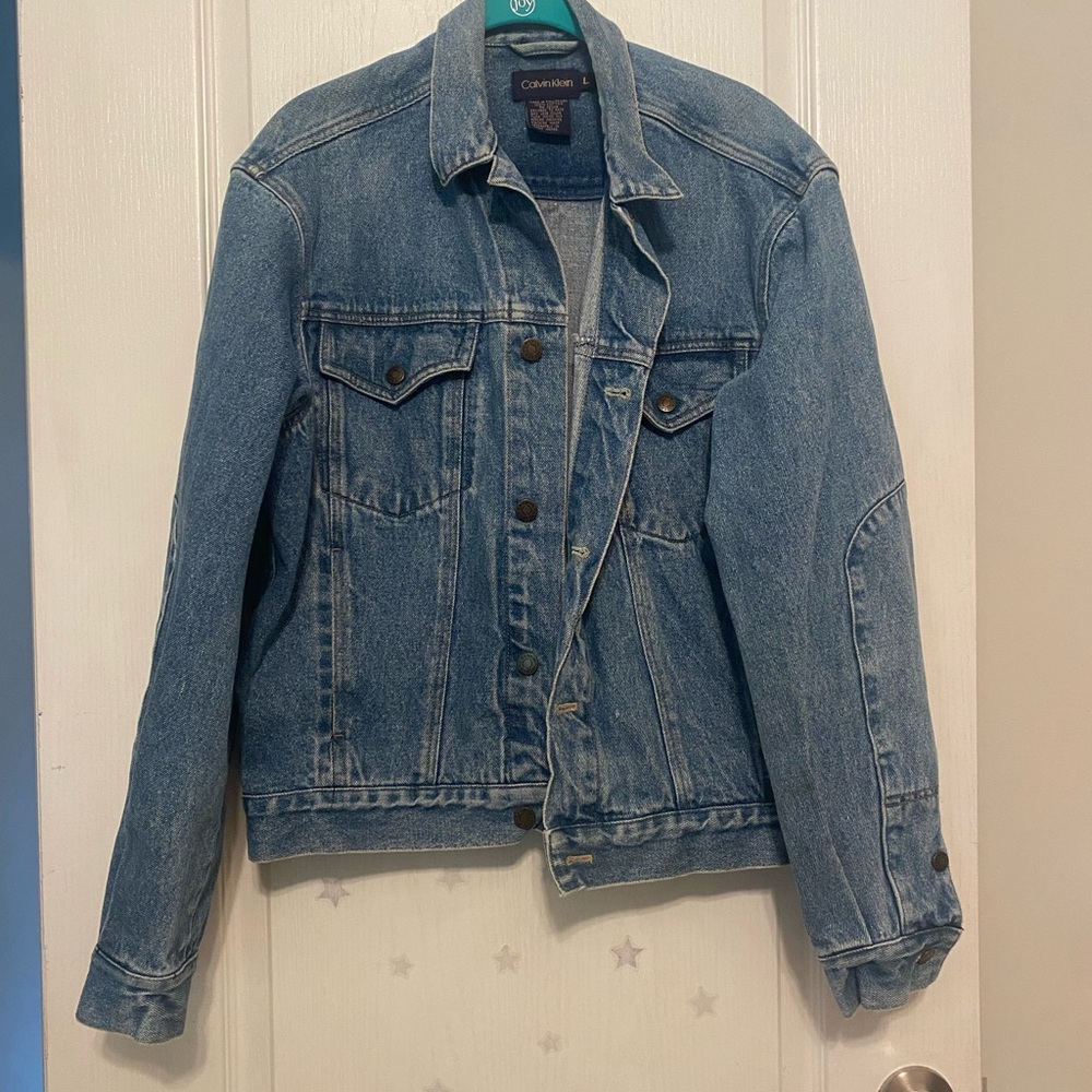 Vintage 70’s-90’s Calvin Klein Sz L Men’s Denim Jean Jacket W/ Elbow Patches